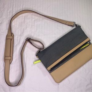 Stella & Dot Purse Crossbody Strap Foldable Bag Waverly Petite Breton Striped